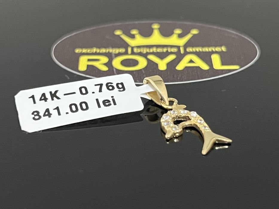 Bijuteria Royal CB : Pandant delfin aur 14k 585  0,76 gr