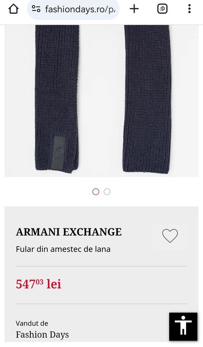 Fular din amestec de lana, Verde persan ARMANY EXCHANGE nou