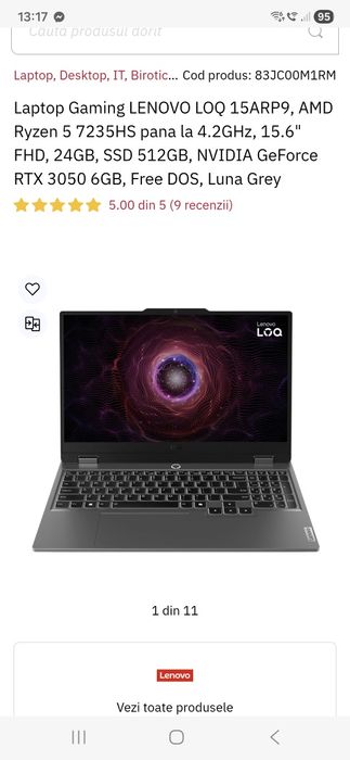 Vand laptop Lenovo gaming garanție 2ani cumpărat recent