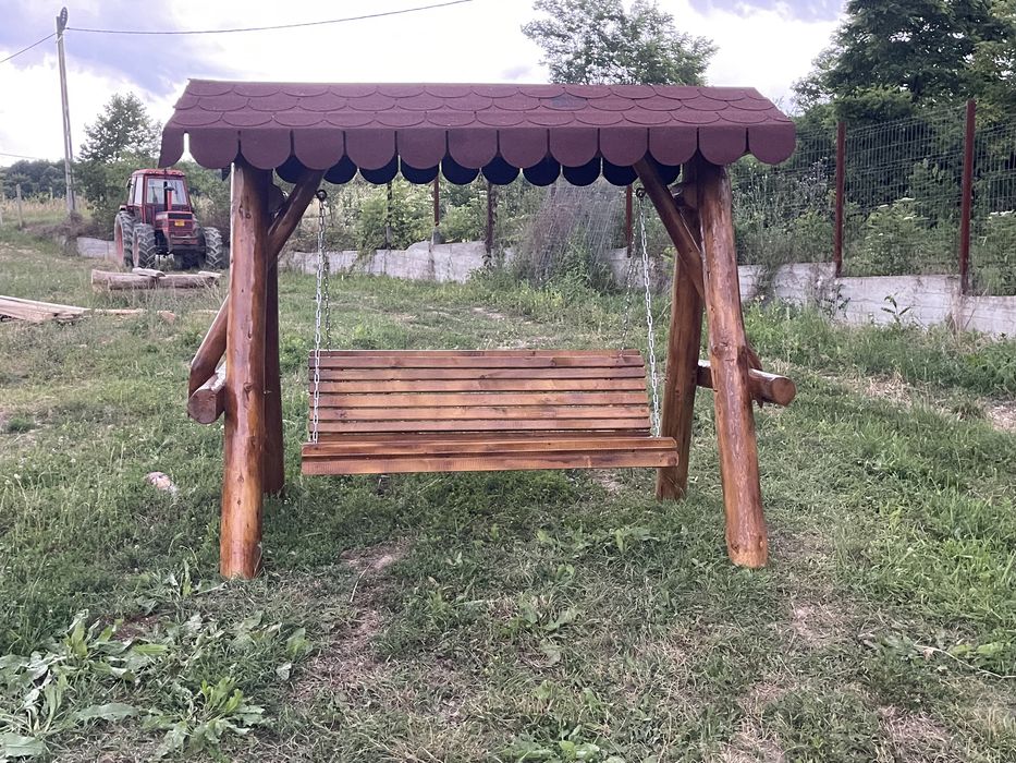 Leagan din lemn rotund / balansoar cu leagane copil