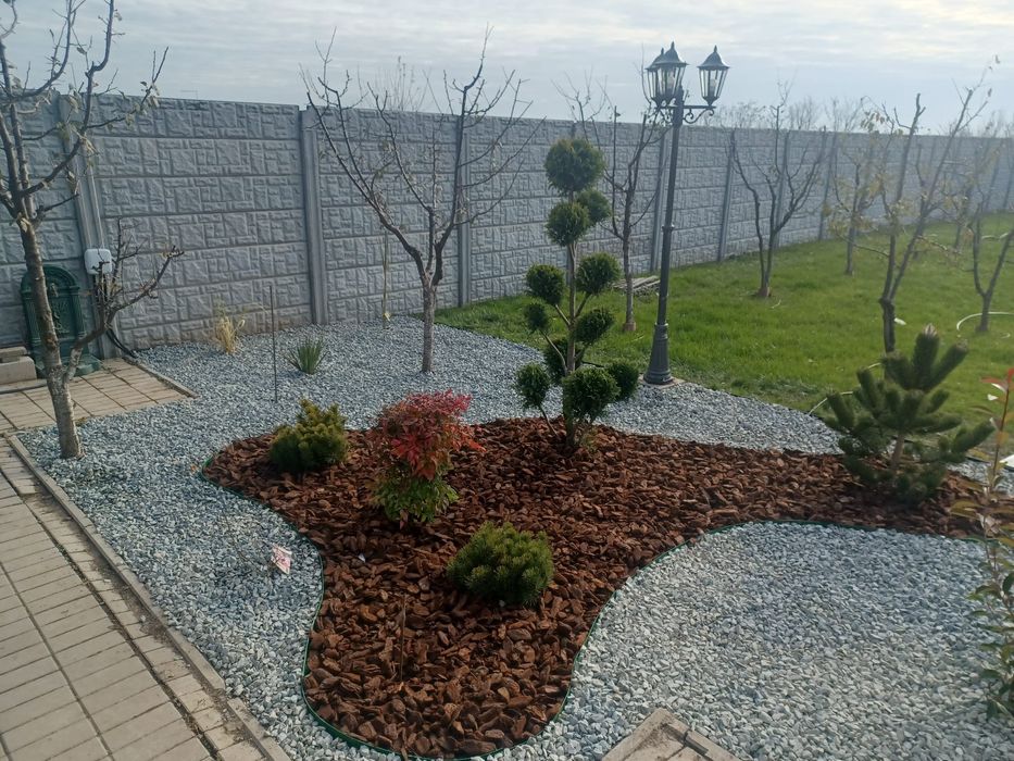 Gard din piatra / gabioane iaz amenajari gradini plante