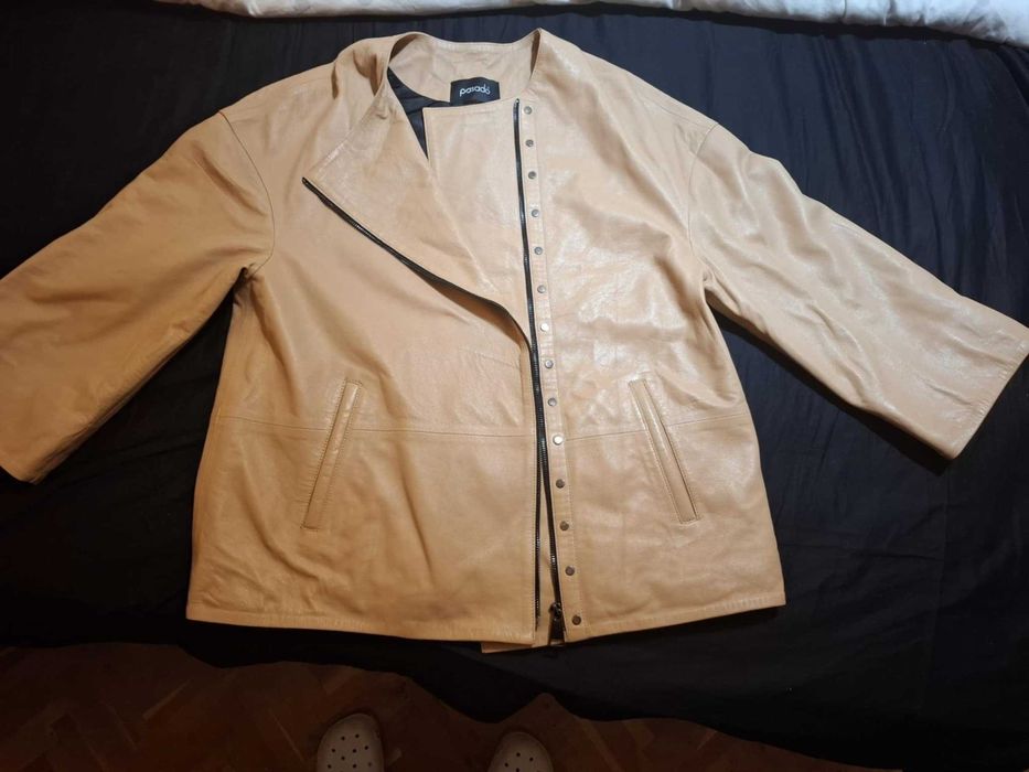 Дамско кожено яке, цвят охра