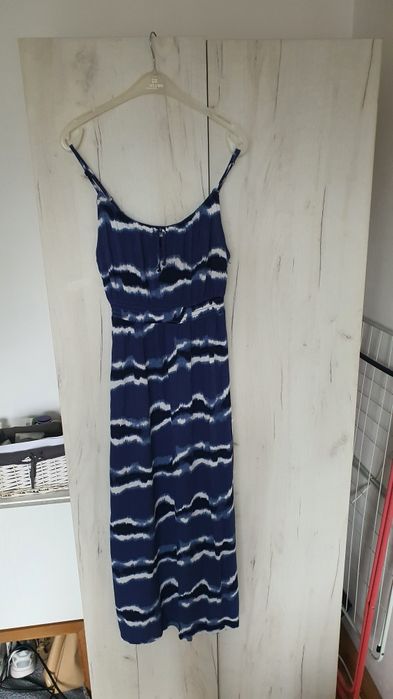 Janina S/M rochie lungă maxi vaporoasă bleumarin, vâscoză vară boho nouă