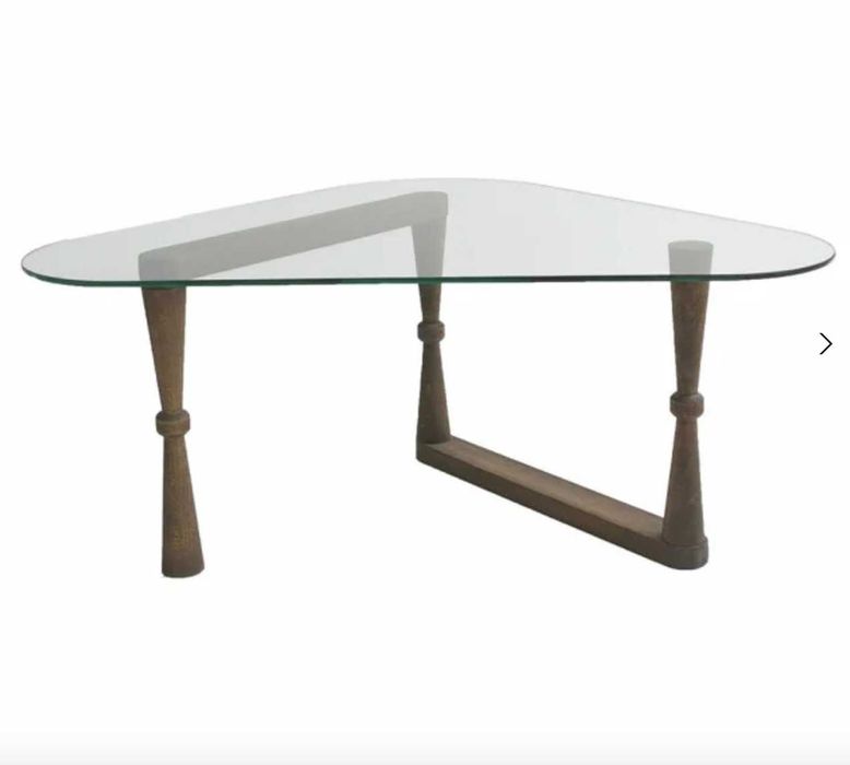 Masa de cafea transparenta sticla lemn 81x96 The Home