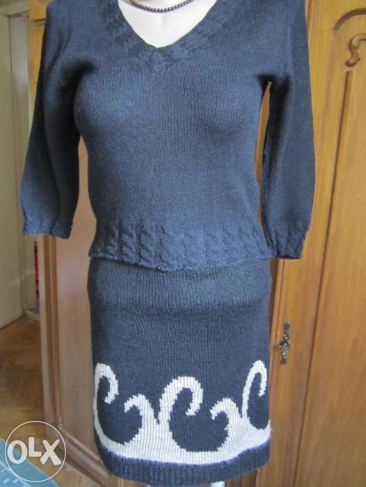 Fusta mini tricotata manual, marime S/M + bonus. Handmade