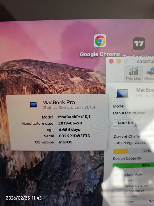 Piese macbook A1398 sau întreg baterie ecran ssd