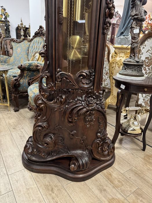 Ceas de podea din lemn masiv - sculptura manuala, mecanism westminster