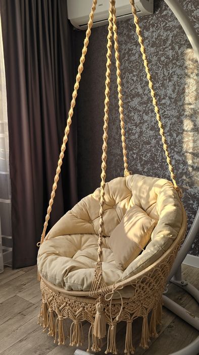 Подвесное кресло-качеля, гамак, макраме