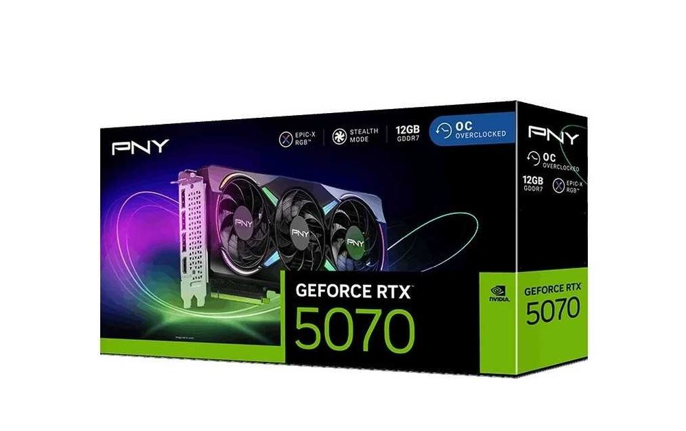 - Видеокарта PNY RTX 5070 XLR8 RGB OC 12GB (VCG507012TFXXPB1-O)