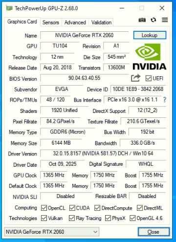 Видеокарта EVGA RTX 2060 6Gb