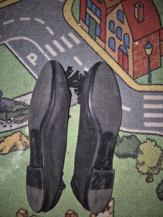 Balerini piele întoarsă, negri