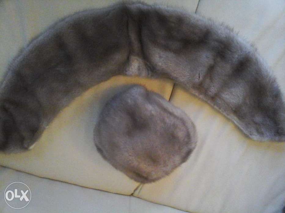 caciula si guler din blana naturala, de nurca