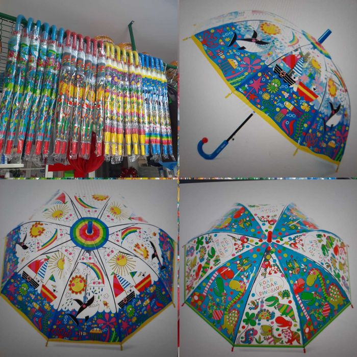 Прозрачни детски чадъри с 4 весели дизайни