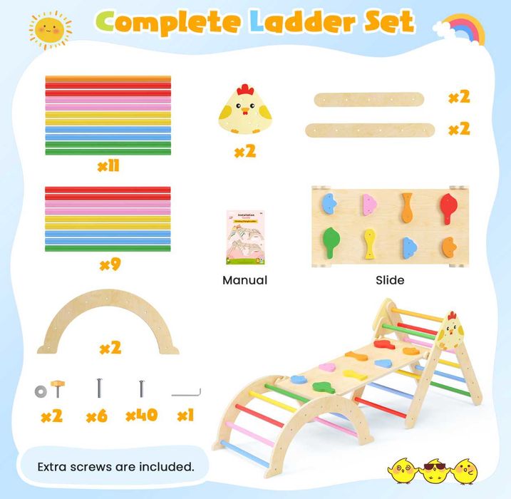 Монтесори комплект за катерене 7в1 - Триъгълник на Пиклер, арка, рампа