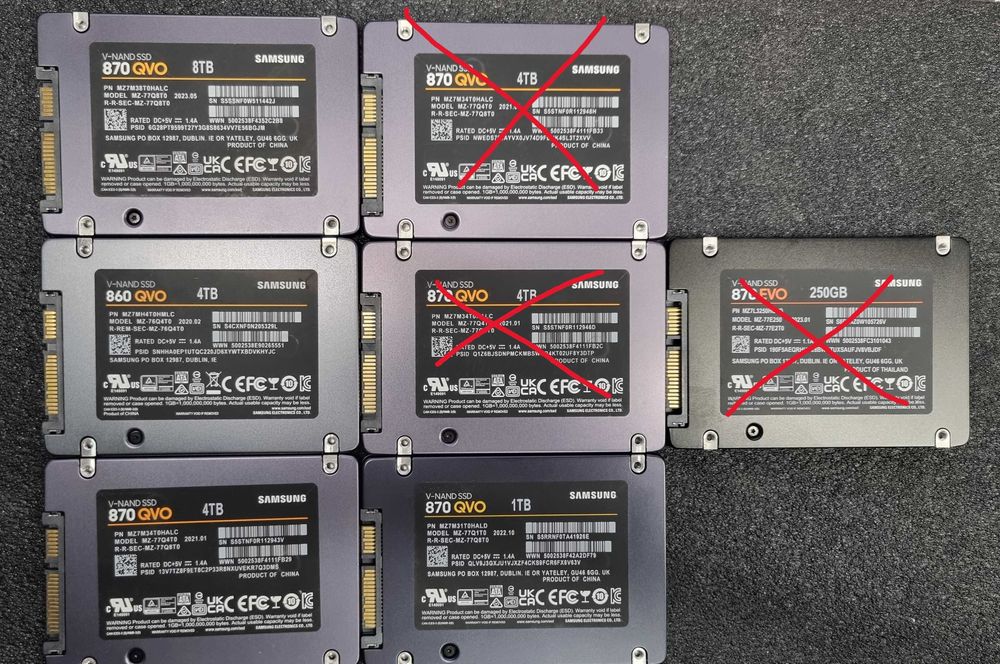 ЛОТ Samsung SSD 2.5'' SATA 8TB/4TB/1TB/250GB