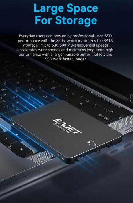 DVR NVR SMART SSD 120GB SATAIII 6Gb/s 2.5" SATA R560 WR500 3D TLC Nand Flash NVME SMI TRIM NCQ Форм фактор 2.5-инчов твърд диск Марка OSCOO или EAGET