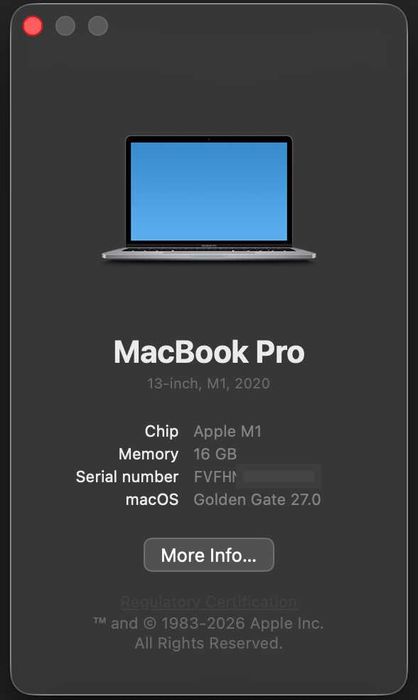 Apple Macbook Pro 13  M1 -16Ram - 512Gb-  TouchBar