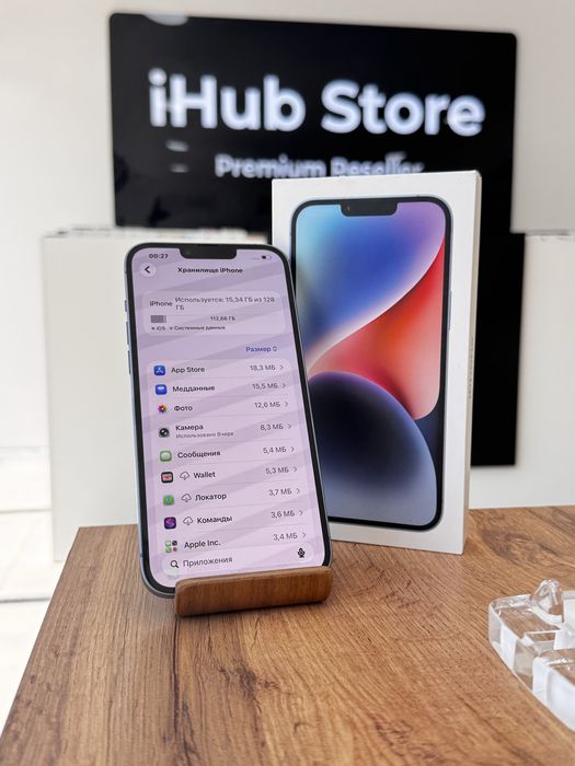 Айфон14Плюс•128гб/100%көк