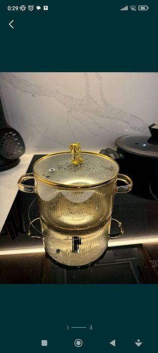 Кастрюля стеклянная, 1.8л новый стиль, термостойкая стеклянная посуда,