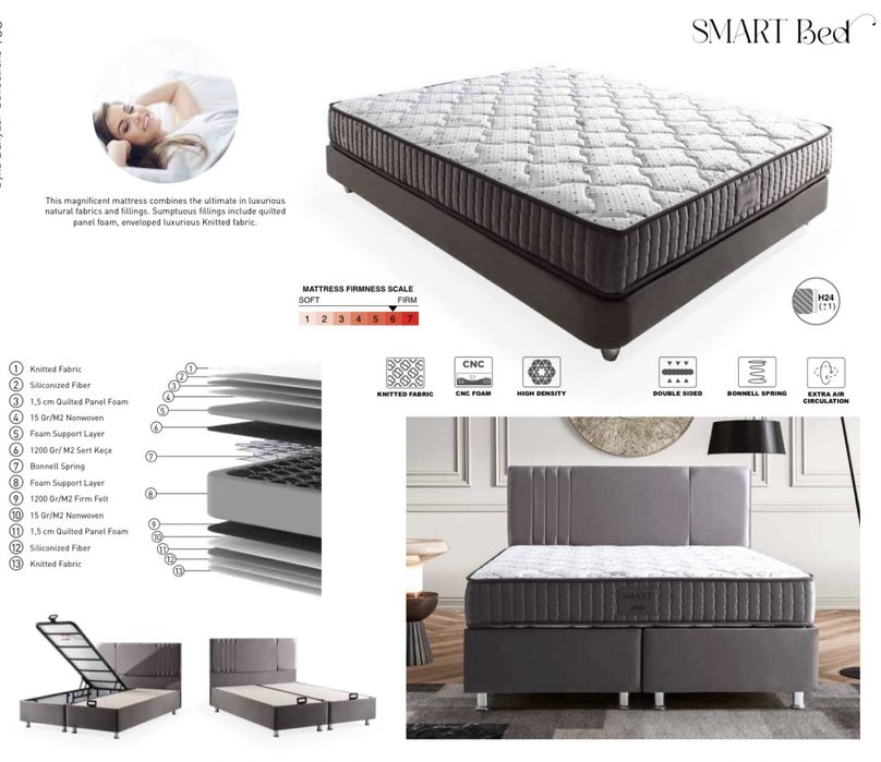 Тапицирана спалня Smart Bed - Strong Grey