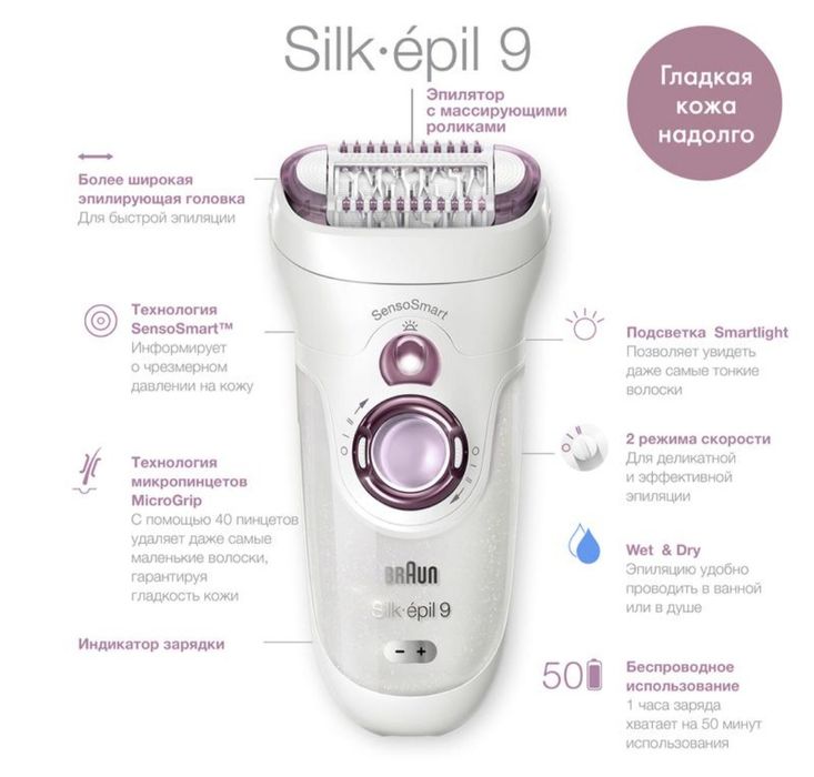 Новый эпилятор Braun, стоит от 100 тыс и выше