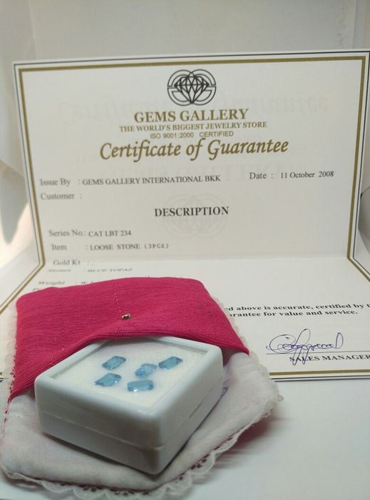 Набор огранки Голубые топазы (5 шт)