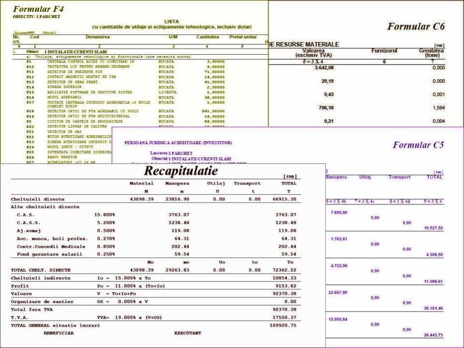 Intocmire oferta financiara licitatii lucrari devize constructii SEAP