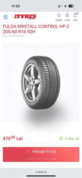 Anvelope ca noi MS iarna Fulda 2024 7-8 mm profil 90% 205 60 r16 16