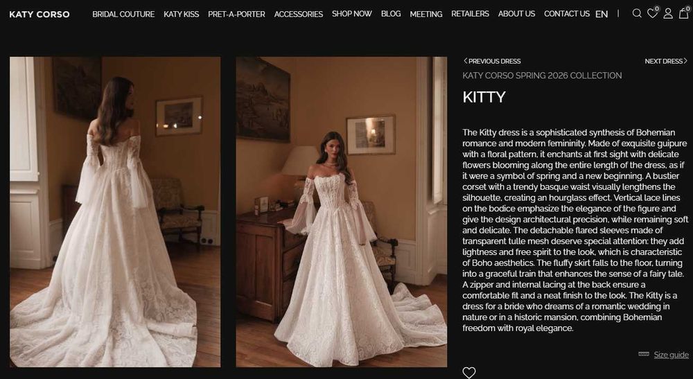 Rochie de mireasa KATY KORSO, model KITTY, colectia 2026 The PEARLfection