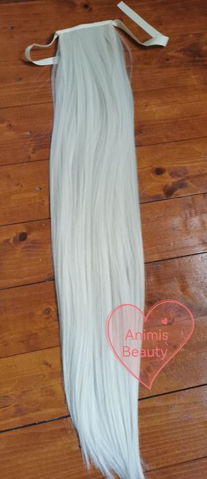 Coada par BLOND platinat deschis, 80 cm, 180 gr, extensii și cozi NOI