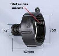Adaptor / reductie pentru bidon IBC/cub (bazin 1000L) - diverse modele