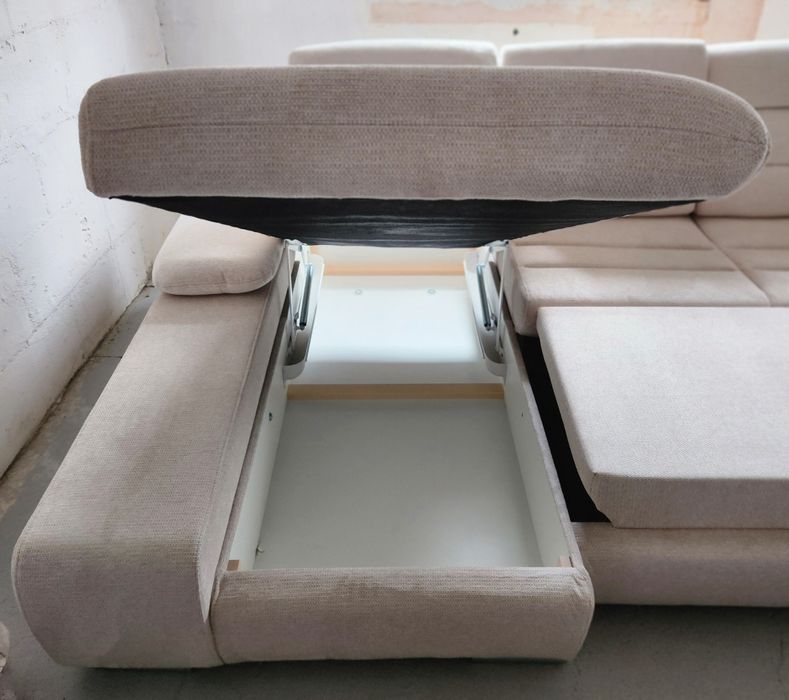 NOU Coltar U form, beige, stofă, extensibil