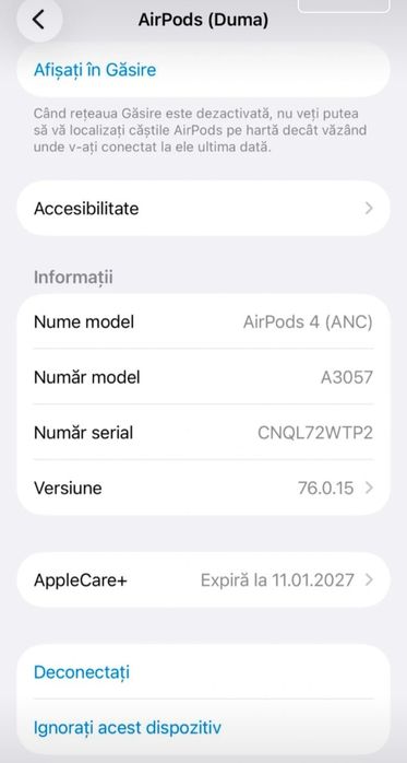 AirPods 4 cu ANC - originale, folosite foarte puțin