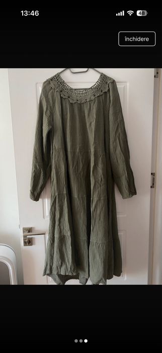 Rochie kaki cu broderie