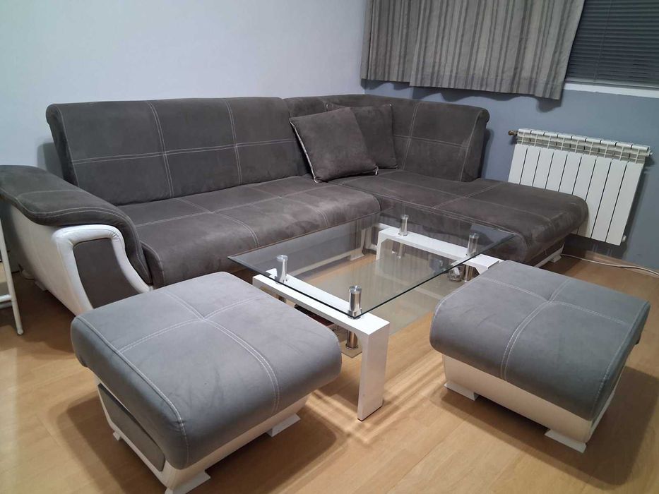 Разтегателен диван с клик-клак механизъм Princess S II + 2 табуретки