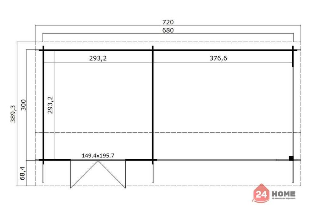 Градинска дървена къща New York 6.8х3м, 34 мм Смърч