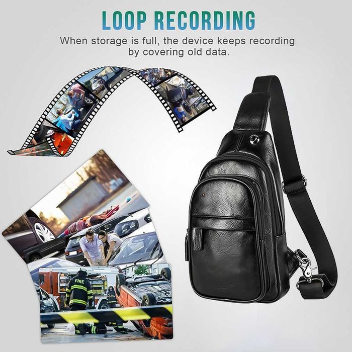 Мъжка кожена чанта със скрита камера, шпионска WIFI камера