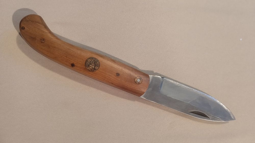 Cutit/briceag nemtesc cu logo vanatoare/pescuit, unicat, teaca piele