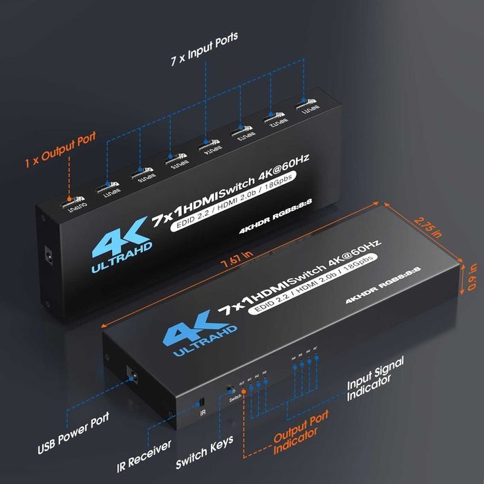 HDMI превключвател 7 в 1