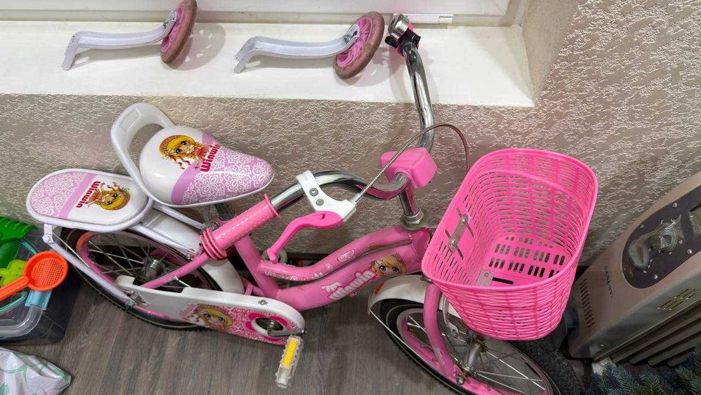 Детский велосипед для девочки, розовый до 7 лет