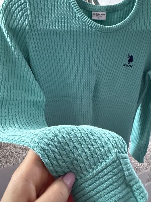Pulover Us Polo turcoaz marime M
