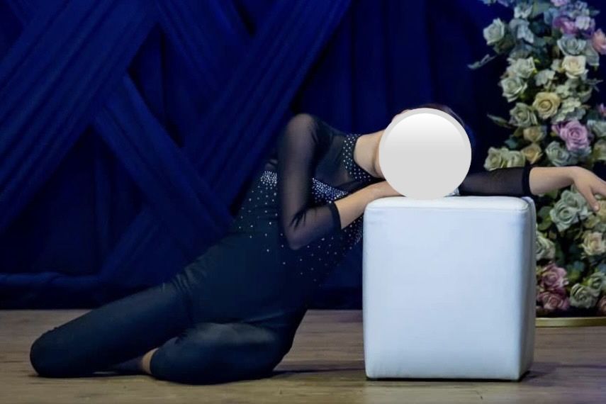 Черно трико за танц, художествена гимнастика или аеробика