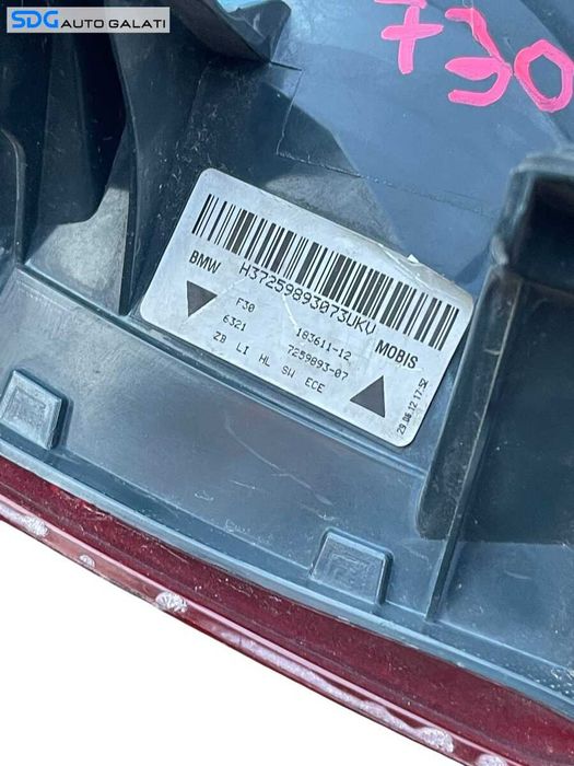 Tripla Stop Lampa Stanga de pe Aripa Caroserie BMW Seria 3 F30 Sedan Berlina NFL Non Facelift 2011 - 2014 Cod 183611 7259893 [L5193]