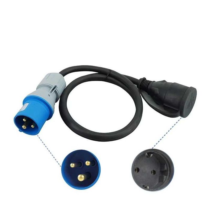 Кабел адаптер CEE към Schuko IP44 230V 16A за кемпер, каравана и къмпинг