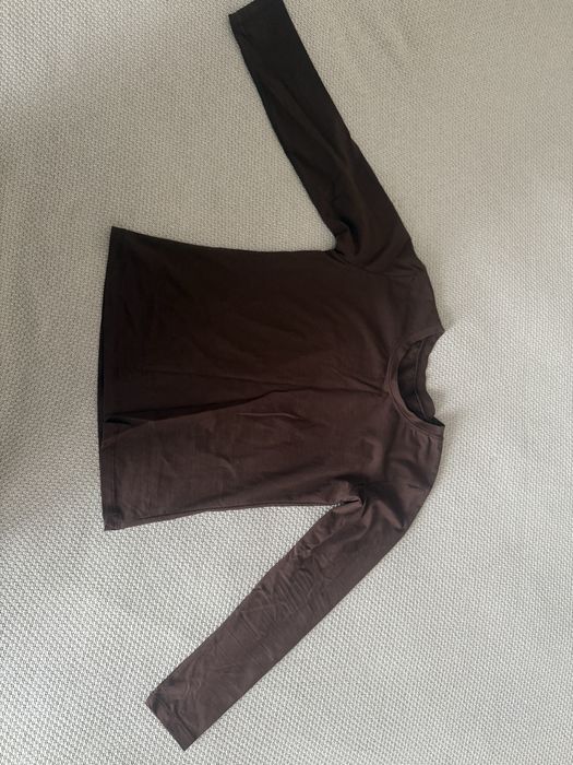 Кофта лонгслив темно коричневая