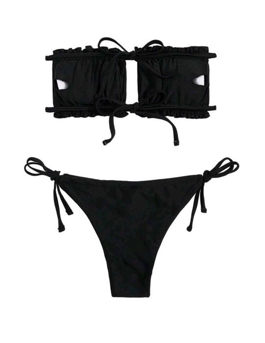 Costum de baie 2 piese sexy negru nou cu eticheta