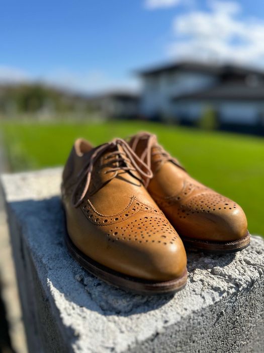 Pantofi Bărbați Handmacher Piele Maro Brogue Derby Mărimea 8.5 UK 43 Handmade