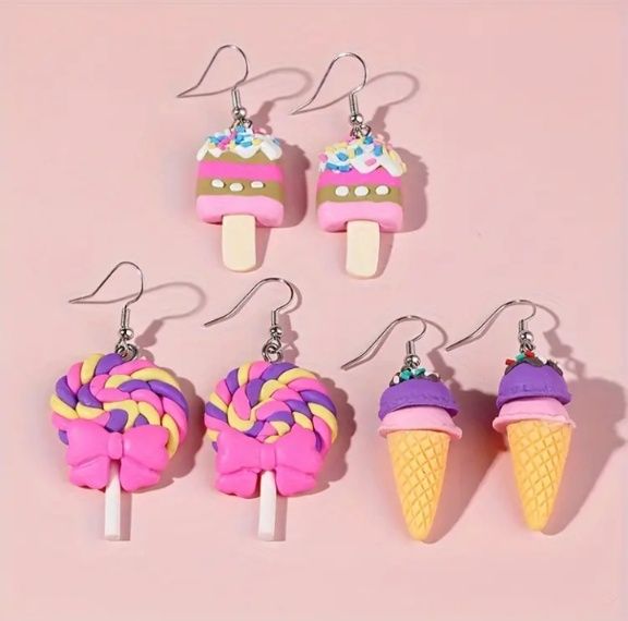 Обеци донати,бургери,сладоледи..