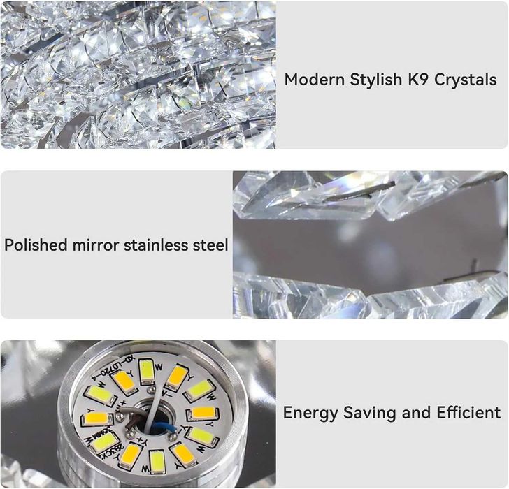 Candelabru de cristal , lustra de living 61w/45cm rotunda moderna