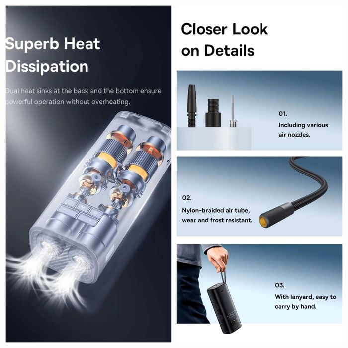 Автомобильный насос Baseus SuperMini Mega Series Dual Cylinder 120W